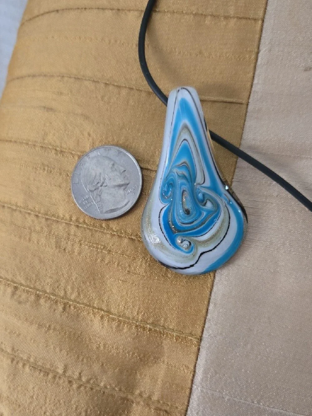 Blue Swirl Teardrop Necklace & Earring Set Glass
